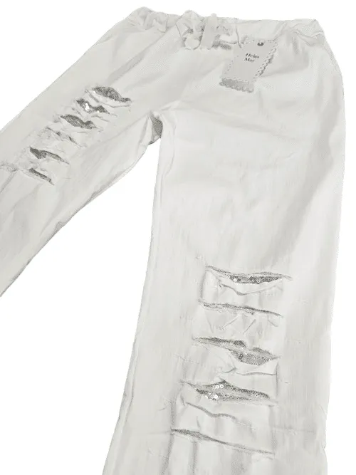 RIPPED PANTS LINEN WHITE