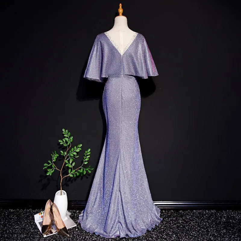 Vintage Lace Trim V-neck Evening Ball Gown